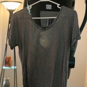 SO Black and White Striped Blouse